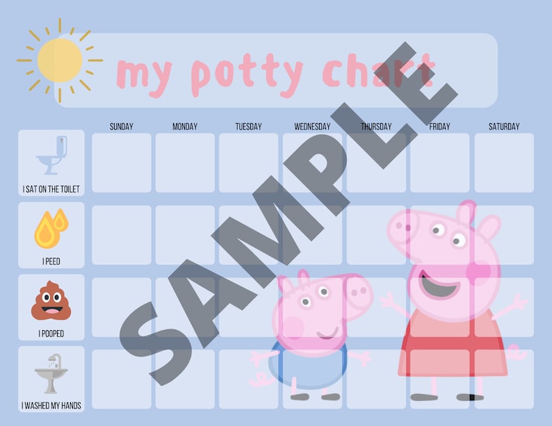 peppa pig potty training printable potty chart pdf potty training chart