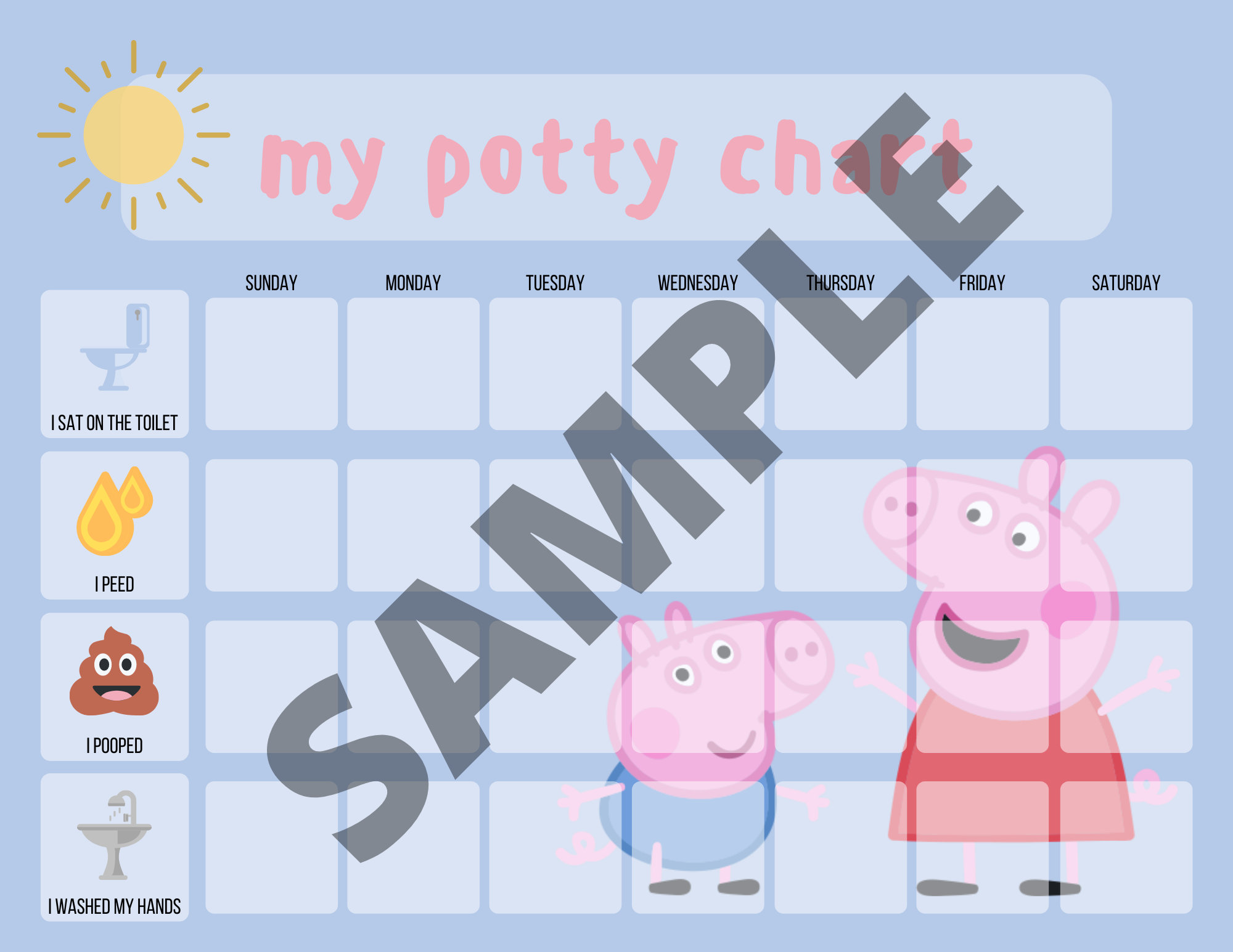 Peppa pig potty chart potty training chart potty chart pdf Etsy