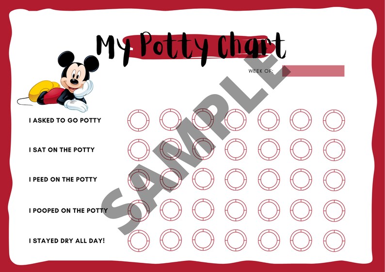 Mickey Mouse Potty Chart Potty Training Chart Mickey Mouse - Etsy Singapore