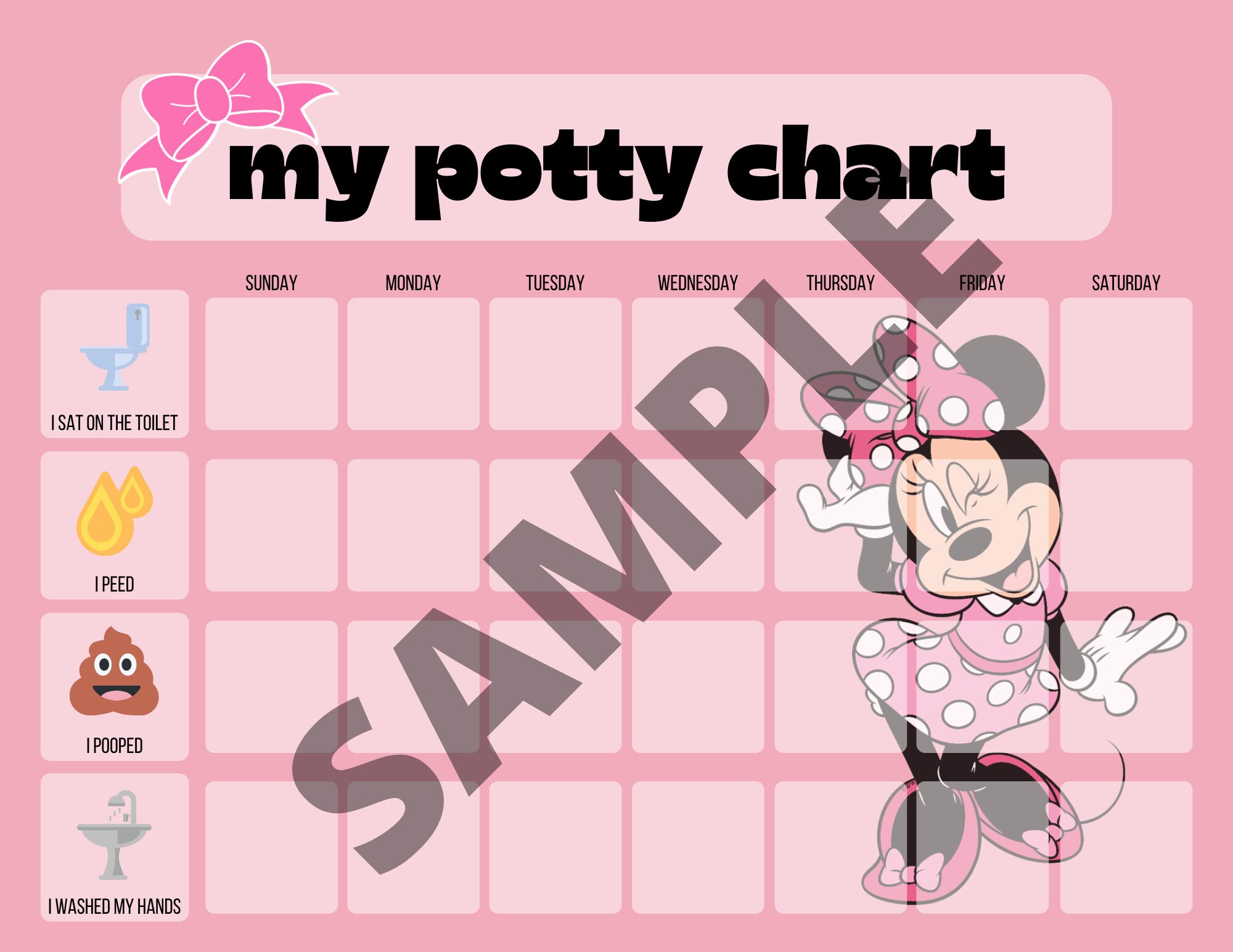 Minnie Mouse Potty Chart Potty Training Chart Minnie Mouse - Etsy Canada