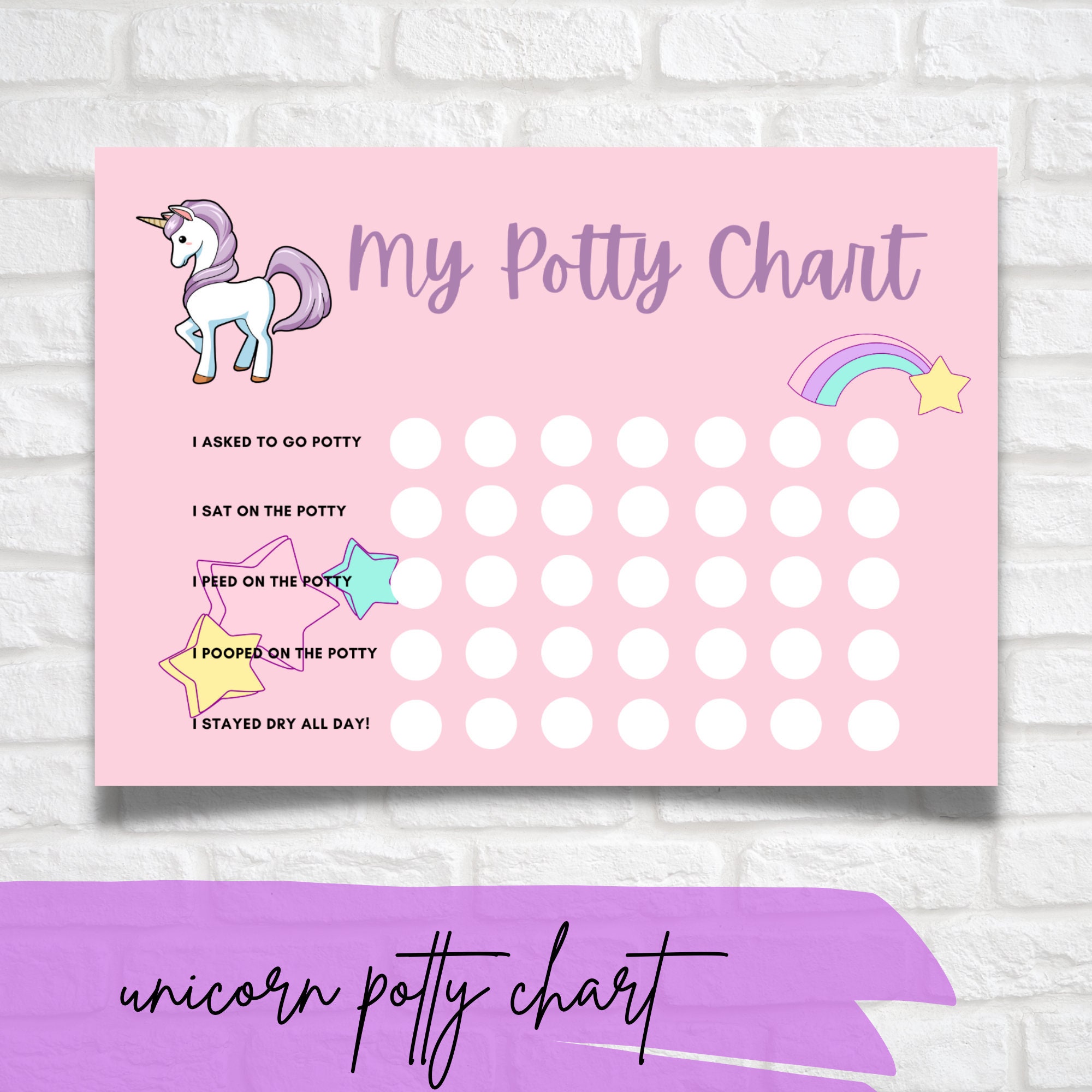 Unicorn Potty Chart Potty Training Chart Unicorn Potty Etsy Australia