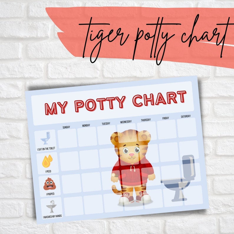 Tiger Potty Chart Potty Training Chart Tiger Potty Etsy Australia