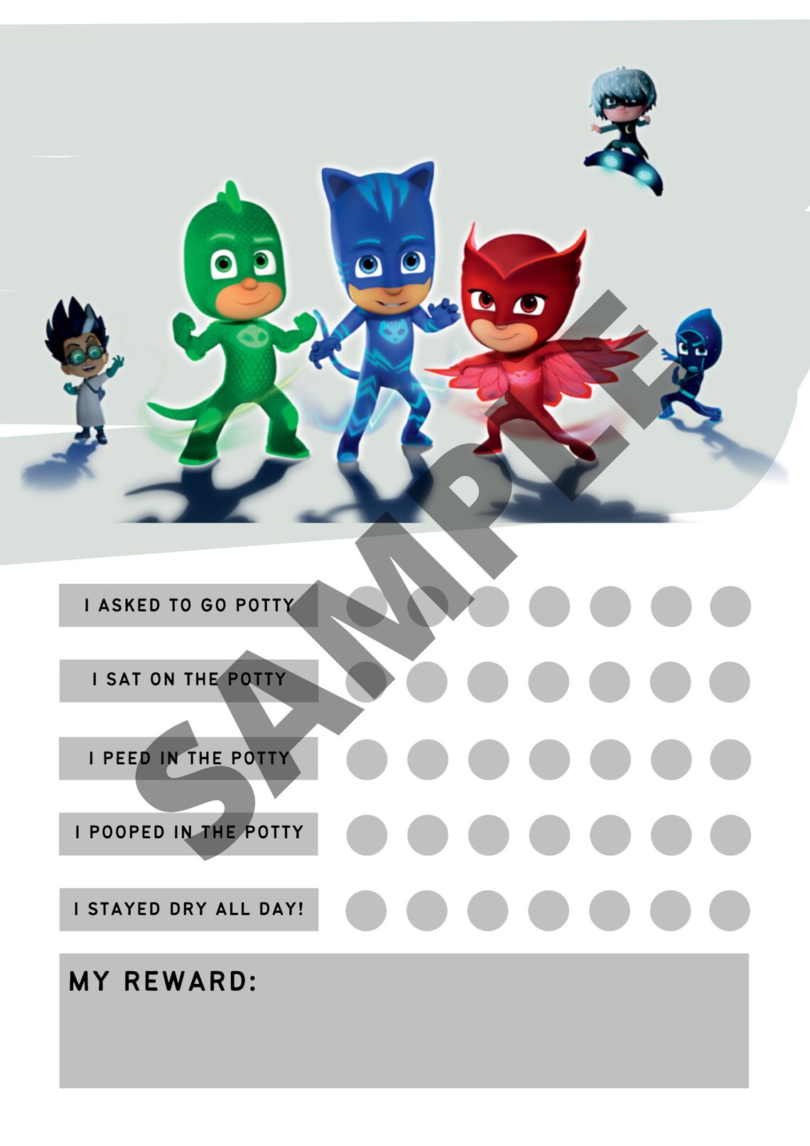 Pj Masks Potty Chart Potty Training Chart Pj Masks Potty - Etsy New Zealand