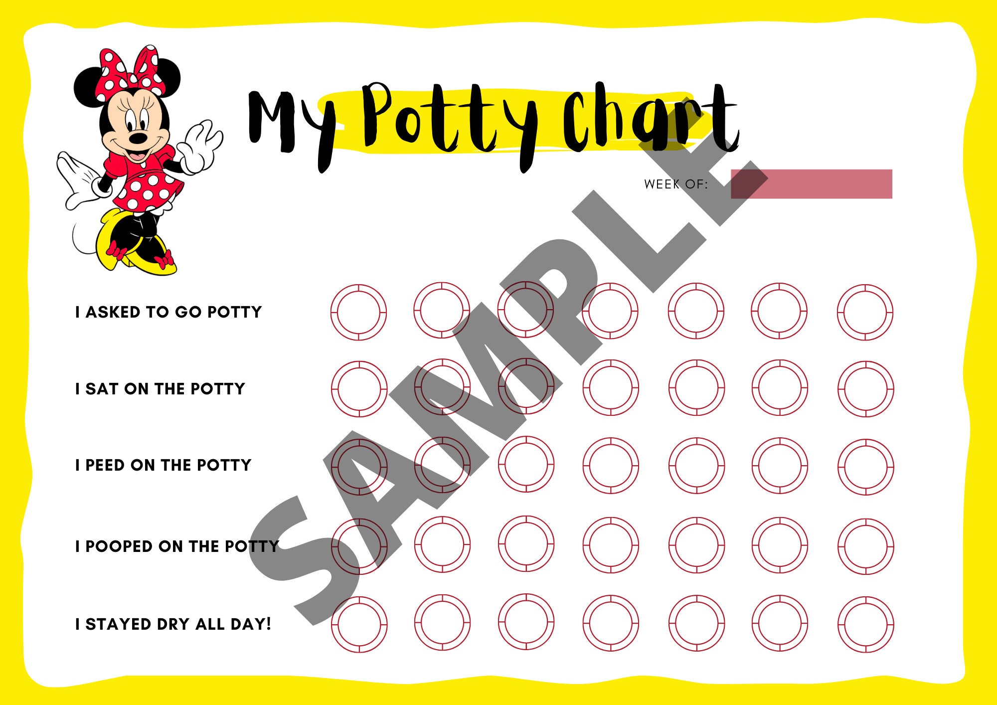 Minnie Potty Chart Potty Training Chart Minnie Mouse Potty Etsy Canada