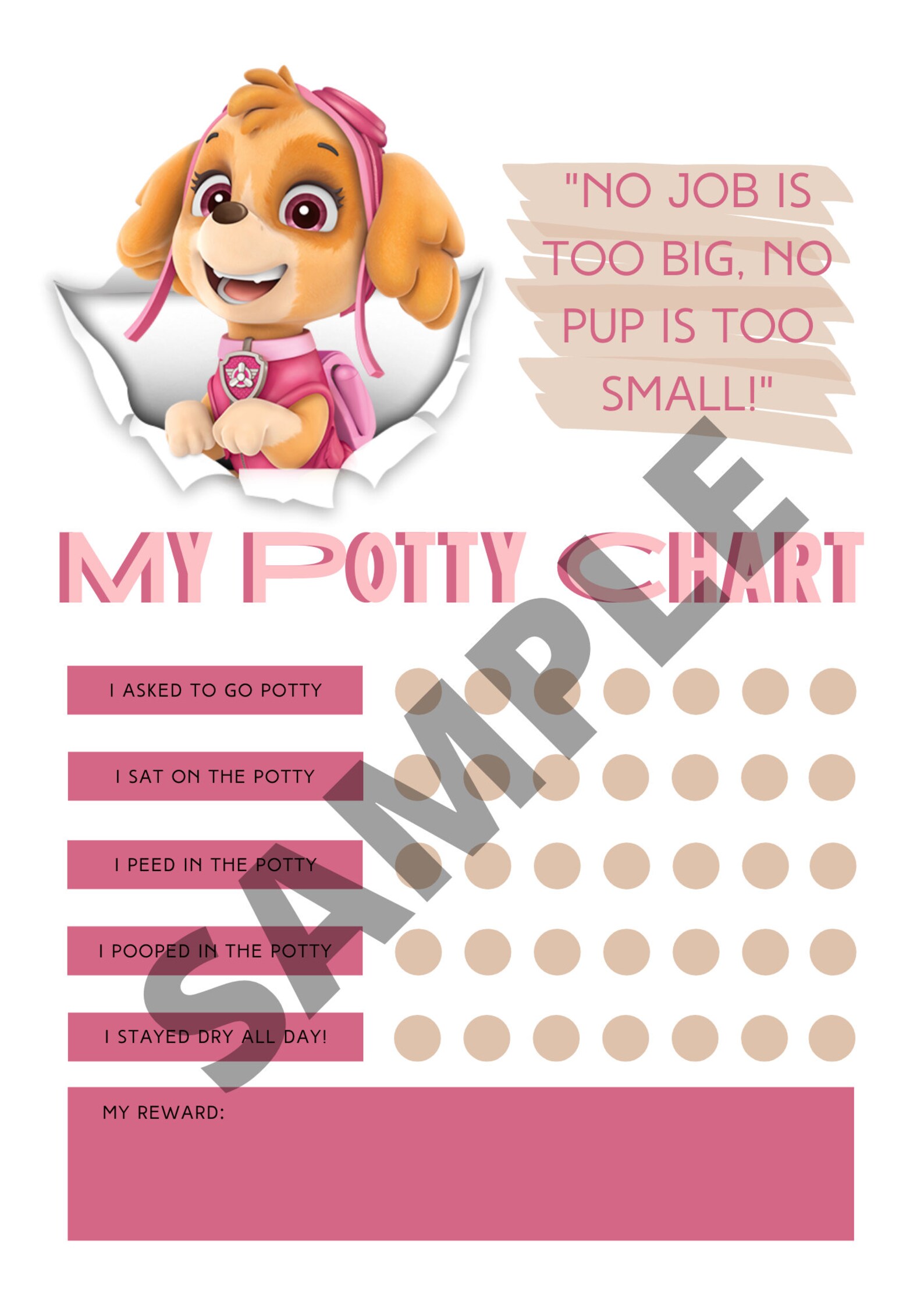 Skye paw patrol potty chart potty training chart paw Etsy