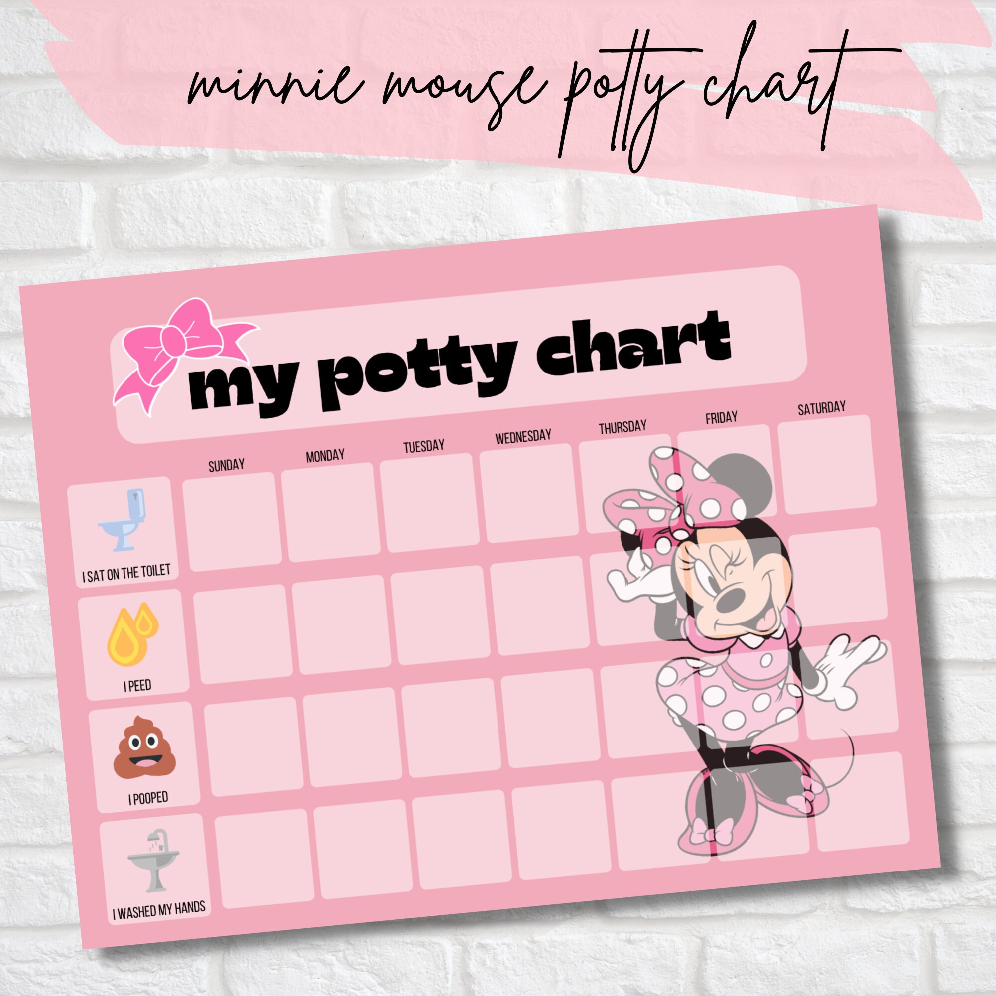 Minnie Mouse Potty Chart Potty Training Chart Minnie Mouse - Etsy