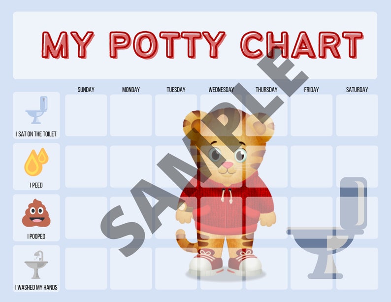 Tiger Potty Chart Potty Training Chart Tiger Potty Etsy Australia