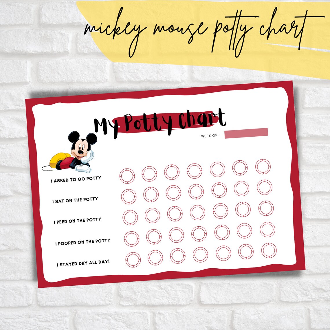 Mickey mouse potty chart potty training chart mickey mouse - Etsy México