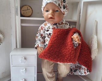 Doll clothes 43 cm 4-piece set vest trousers sweater hat winter outfit baby doll outfit
