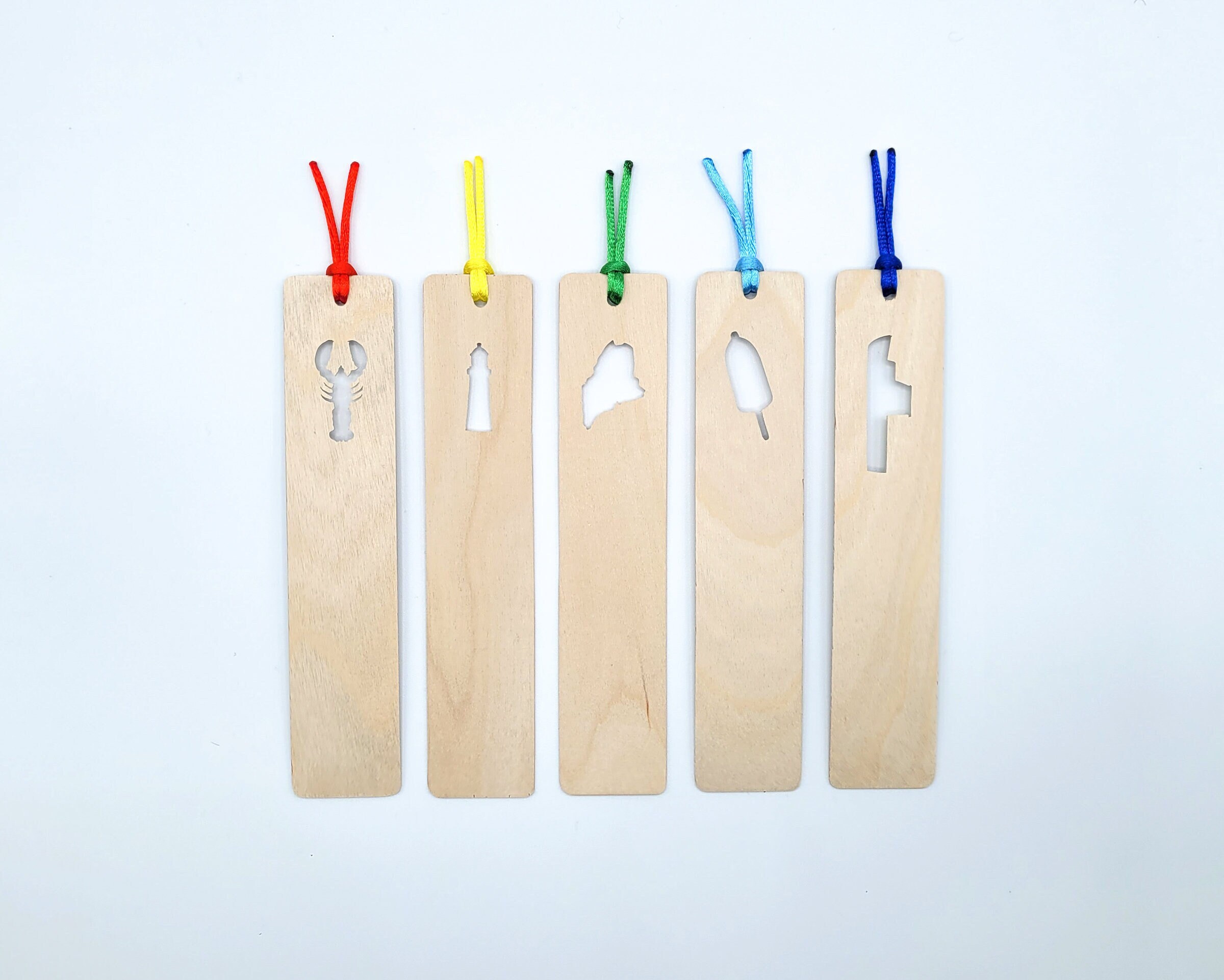 Maine Inspired Wood Bookmarks State of Maine Bookmark Lobster Boat