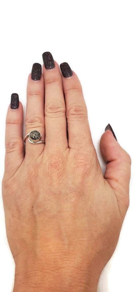 Vintage Ring Dalmatian Jasper Twist Ring Sterling… - image 2