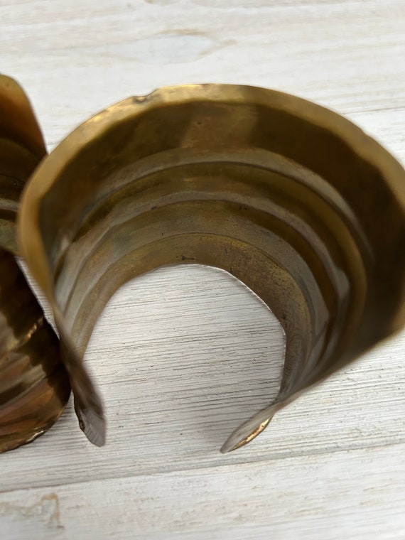 Two Wide Vintage Brass Cuff Bracelets - image 6