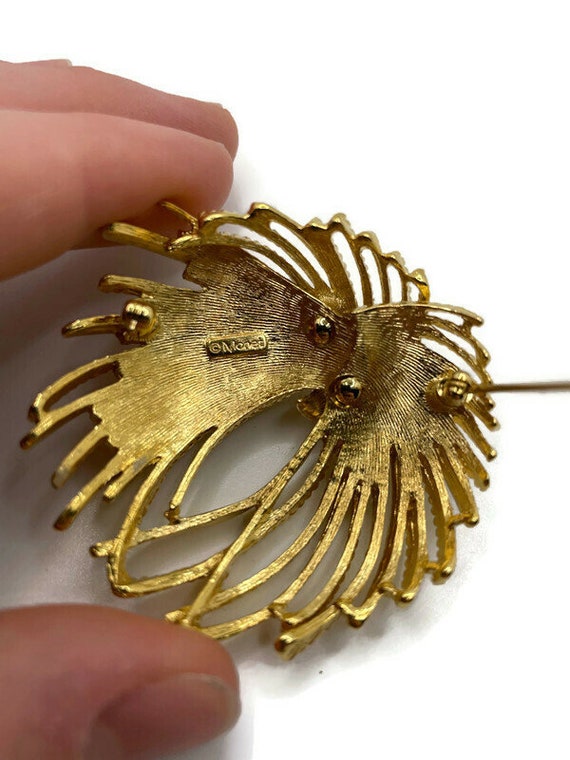 Glided Cordelia Spray Brooch 1980s by Monet - image 3