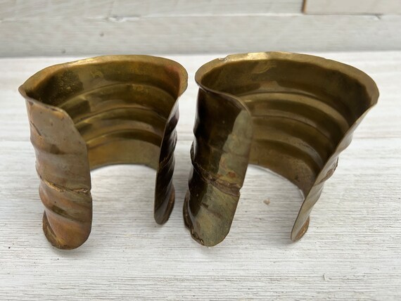 Two Wide Vintage Brass Cuff Bracelets - image 4