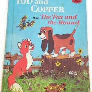 1981 Vintage Disney Book zatytułowana „Tod and Copper” z serii „Lis i pies” wydawnictwa Walt Disney Productions, Old Fashioned Books