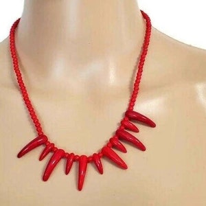 Red Retro 1980s Claw Necklace Vintage, Fun 80s Costume Jewelry, 1980s Vintage Jewelry for Women