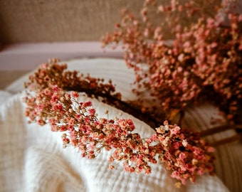 Couronne fleurs séchées vieux rose / couronne fleurs séchées couronne fleurie / couronne mariée / couronne mariage / couronne baptême