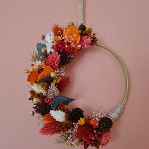 Fall dried flower wall wreath