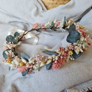 Old pink dried flower crown / dried flower crown flower crown / bridal crown / wedding crown / baptism crown