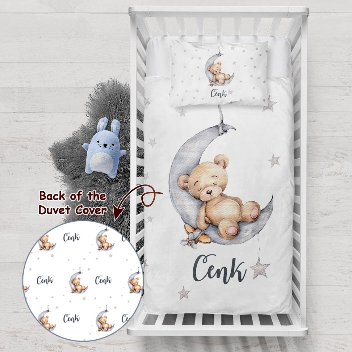 Personalized Cute Teddy Bear Duvet Cover Set Boy's Duvet Etsy