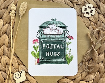 Postales con buzón Abrazos Postales llenas de postales dando abrazos / Postales en acuarela dibujadas a mano para amantes de las postales por Julia Swan