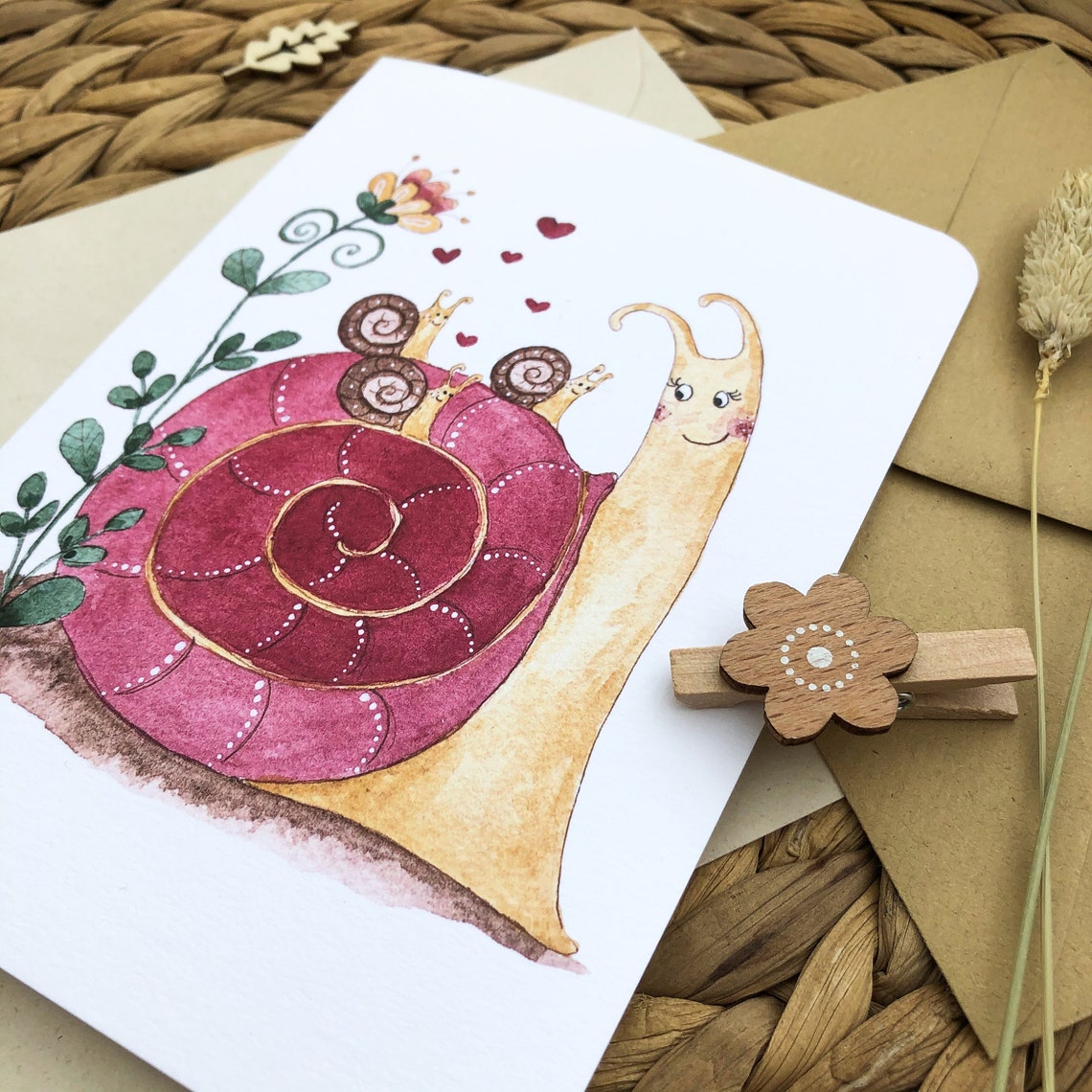 Aquarell handgezeichnete faltbare Karte für Muttertag mit | Etsy