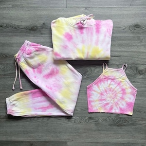 Tie Dye Lounge Set - Hoodie / Sweatshirt, Joggers & Crop Top | Gifts for her | Unisex | Christmas gifts | Gift Ideas | Handmade Items