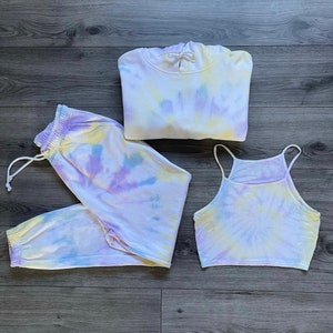 Tie Dye Lounge Set - Hoodie / Sweatshirt, Joggers & Crop Top | Gifts for her | Unisex | Christmas gifts | Gift Ideas | Handmade Items