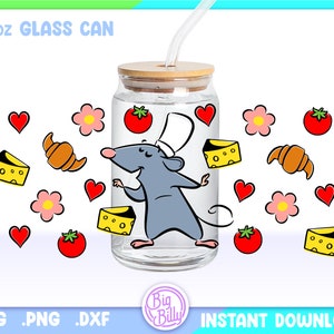 Little Chef Libbey 16oz Can Glass Wrap, 16oz Cooking Cartoon SVG, Aesthetic Retro Coffee Can Glass Svg Wrap, Ratatouille Inspired