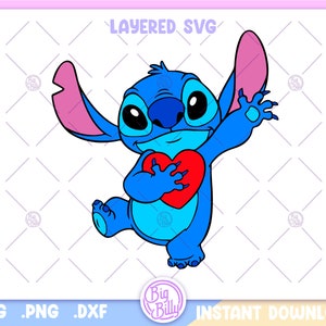Valentinstag Stich PNG, Stich mit Herz SVG, Valentinstag Liebe niedlich Stich SVG - Einfache Dateien für Cricut - digitaler Download