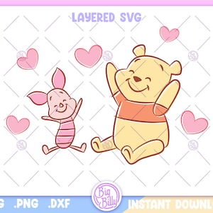 Valentinstag süße Honig Bär Freunde PNG, Herz SVG, Valentinstag Liebe niedliche Cartoon Freunde SVG - Easy Dateien für Cricut download