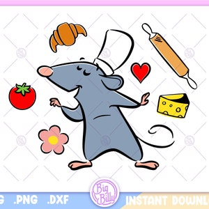 Little Chef - Cooking Mouse Chef SVG - Remy Food PNG Conchas - Ratatouille Inspired PNG bundle files - Movie Cartoon files for Cricut
