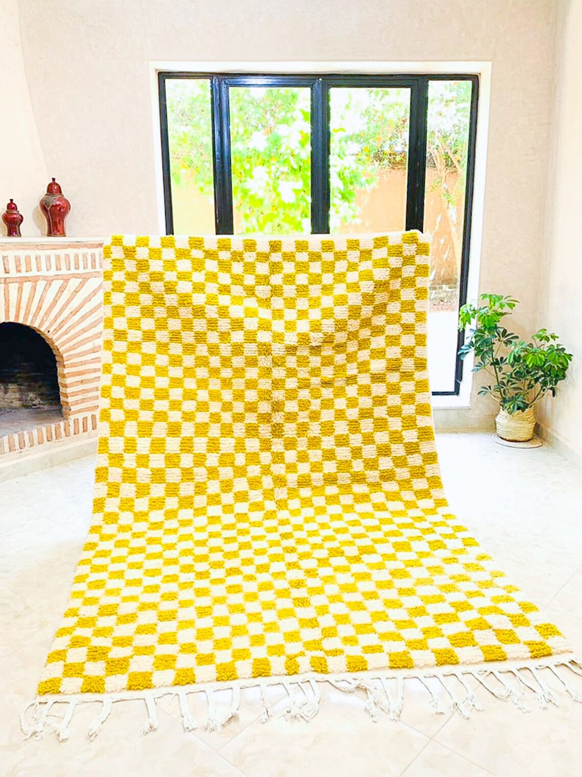Bright Green Checkered Rug Lime Kitchen Rug Custom Made Rug Etsy