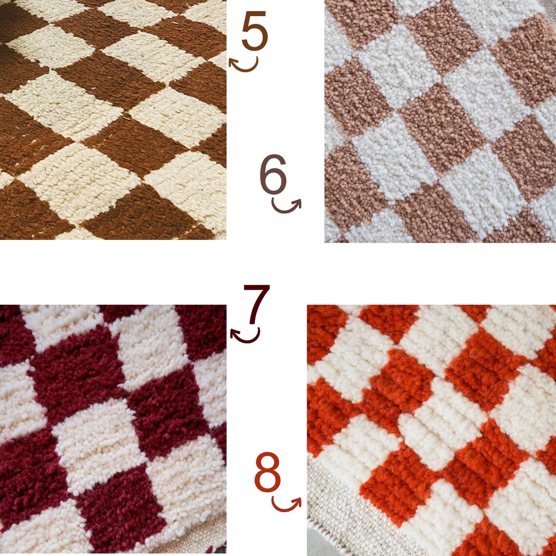 Checkered Rug Custom Made Moroccan Checker Rug Soft Wool Etsy