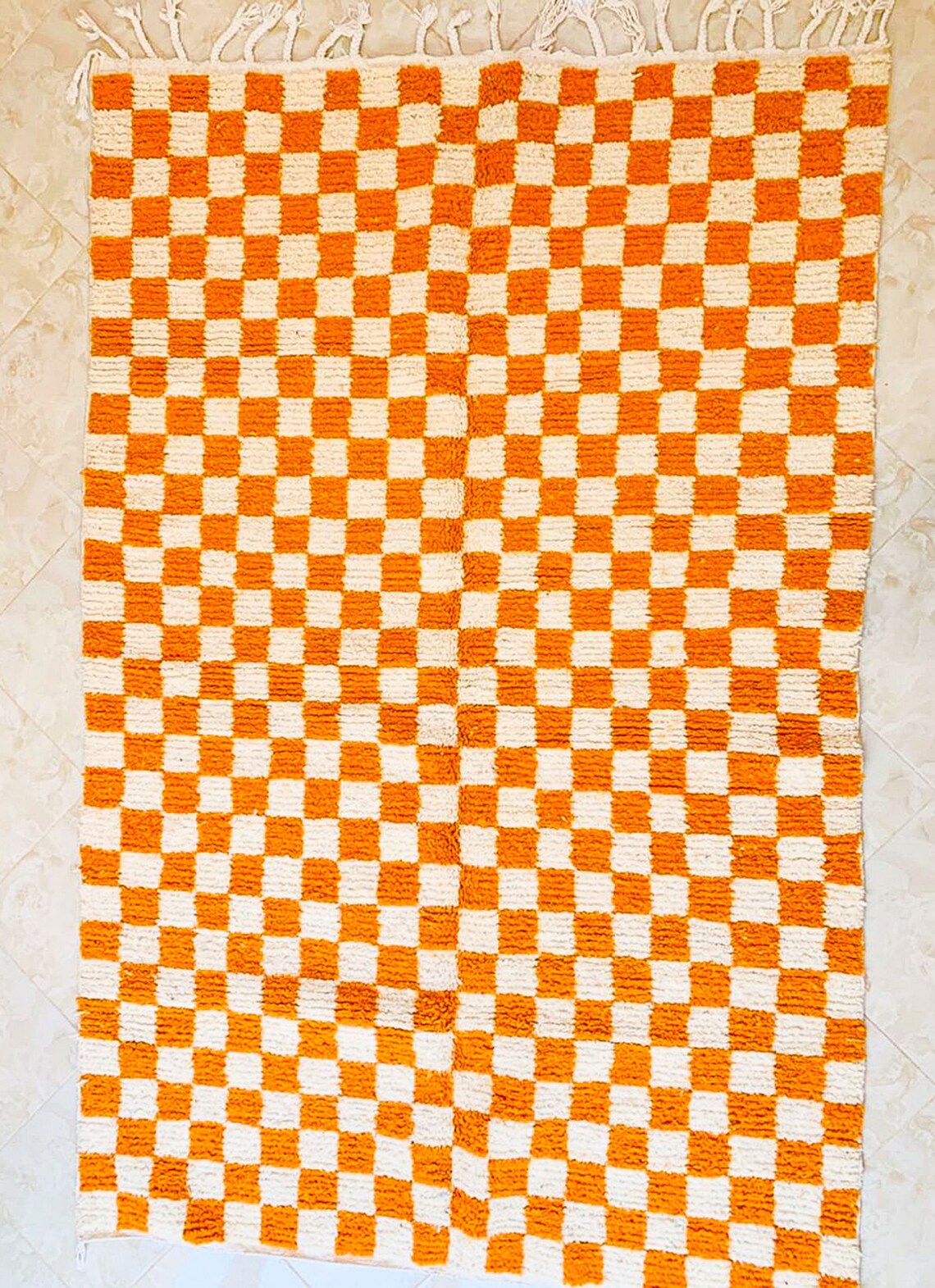 Orange Checkered Rug Kitchen Rug Custom Made Checker Rug Etsy