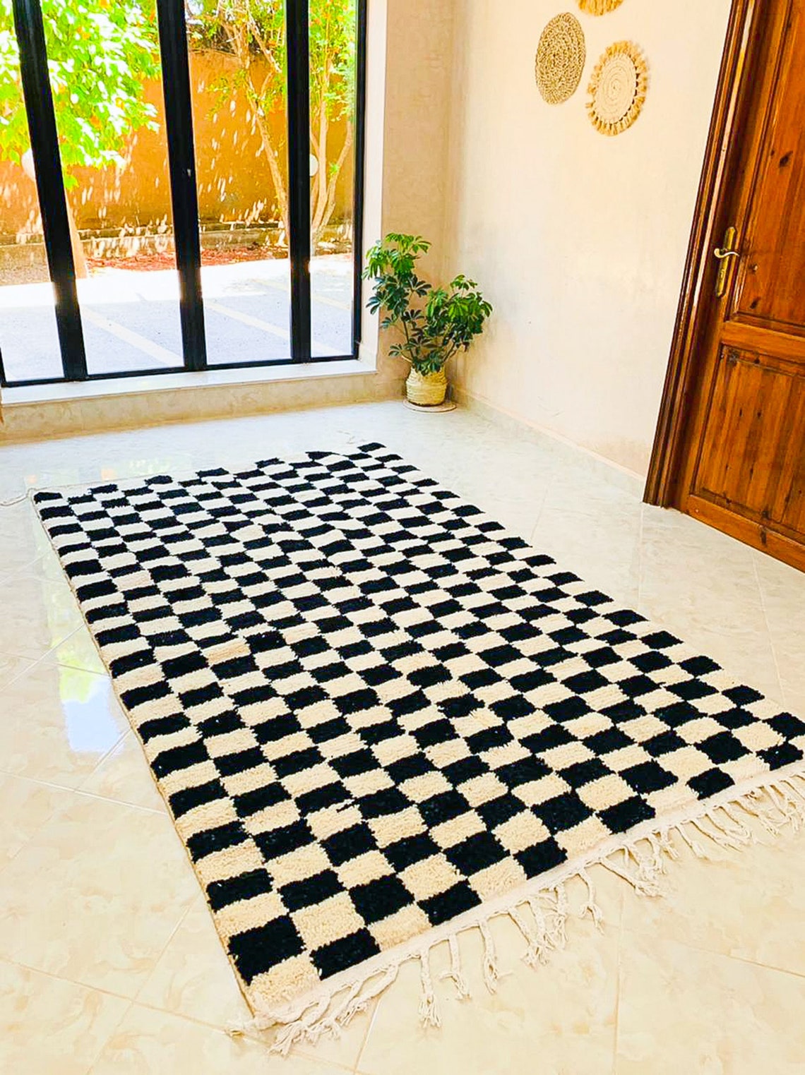 Black Checkered Rug Kitchen Rug Custom Made Checker Rug Etsy