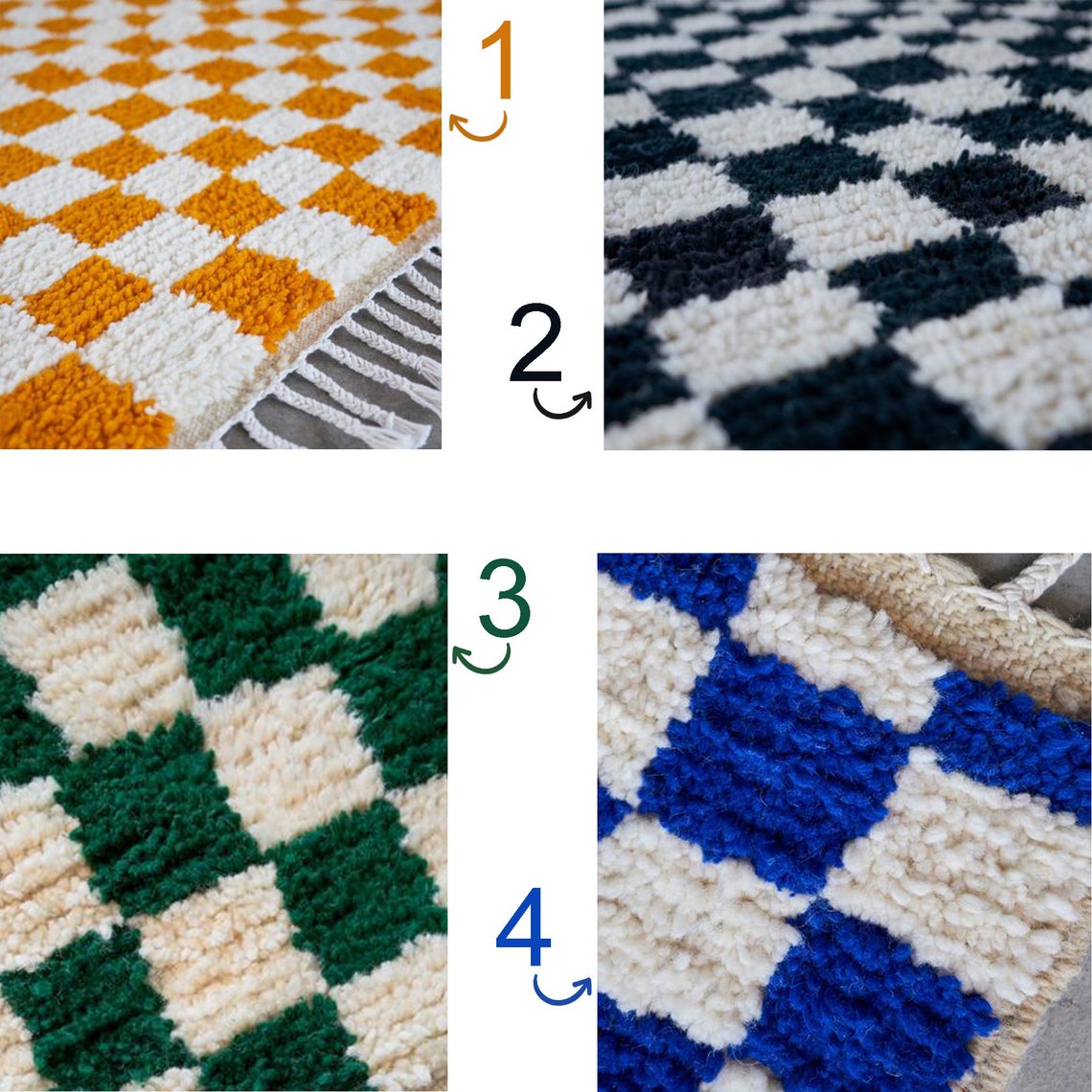 Checkered Rug Kitchen Rug Custom Made Moroccan Checker Rug Etsy