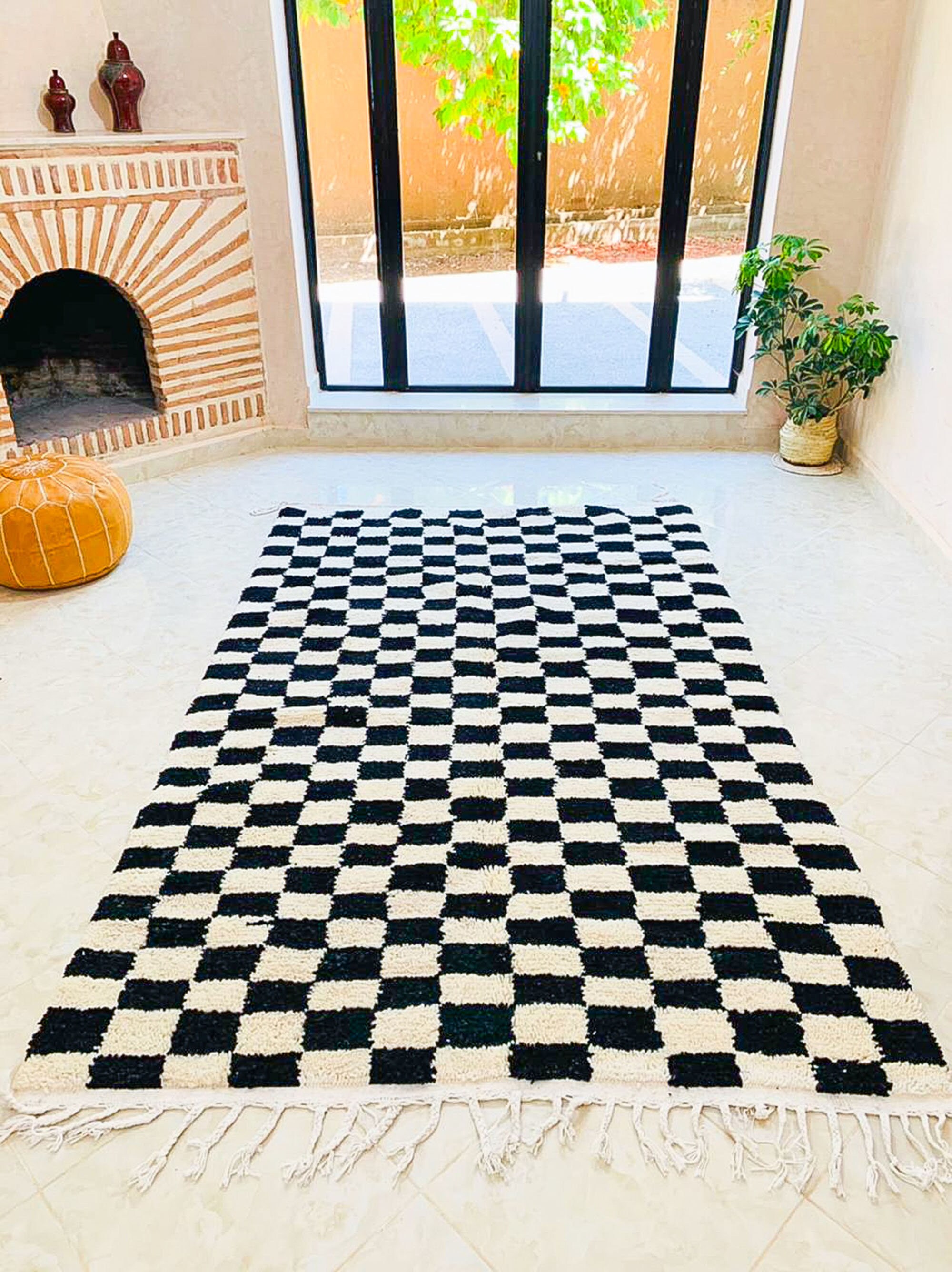 Black Checkered Rug Kitchen Rug Custom Made Checker Rug Etsy