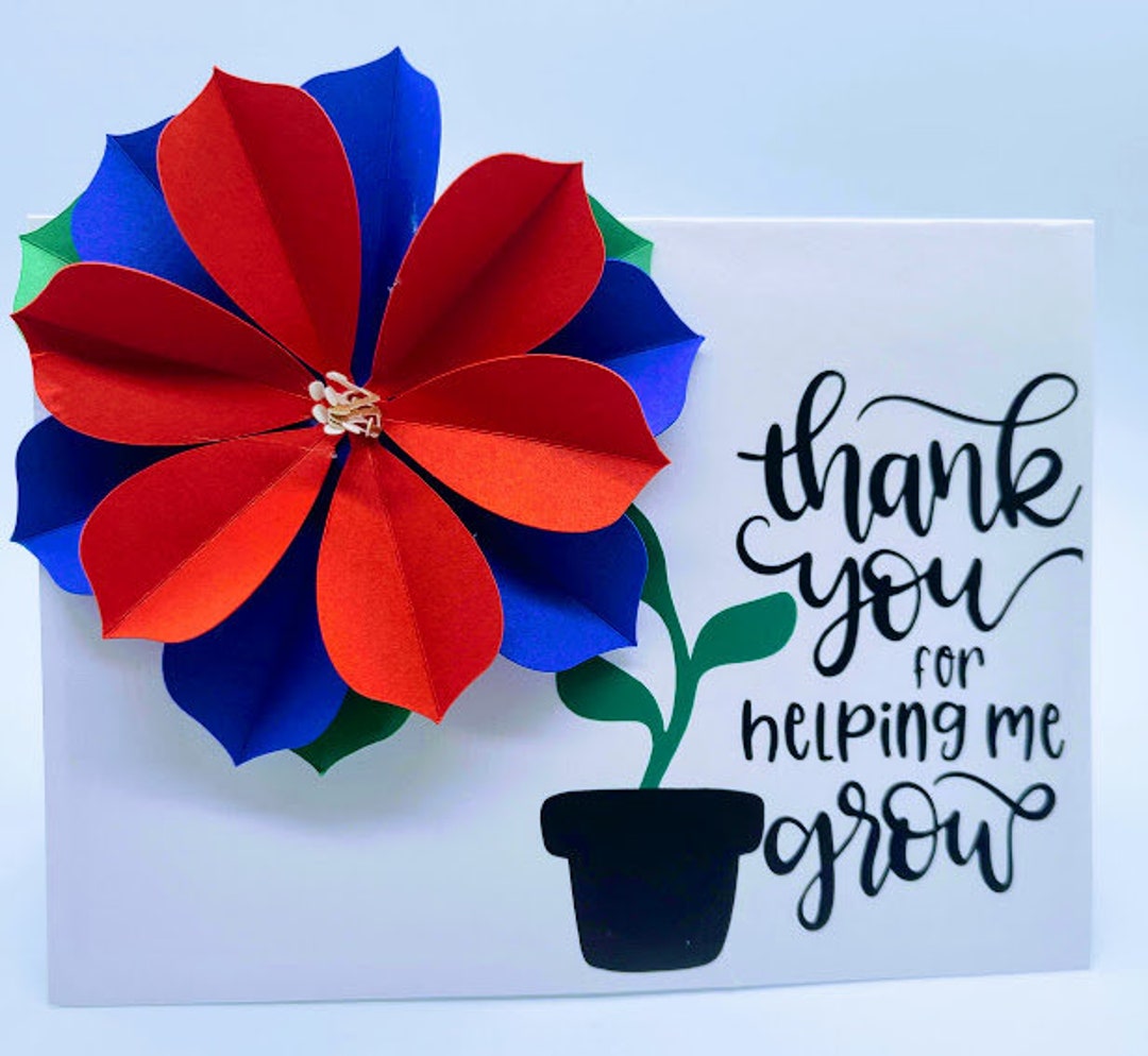 Thank You for Helping Me Grow Card - Flower Mother's Day Card - Flower ...