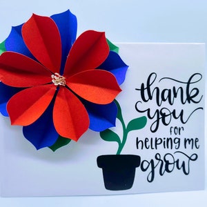 Merci de m’aider à grandir carte - Flower Mother’s Day Card - Flower Teacher Appreciation Card - Thank You Card