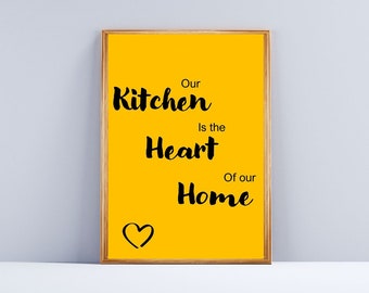 Kitchen Wall Art, quote, heart of our home, print, poster