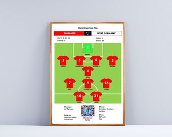 England vs West Germany 1966 World Cup Final - Famous Game Print Poster, digital download