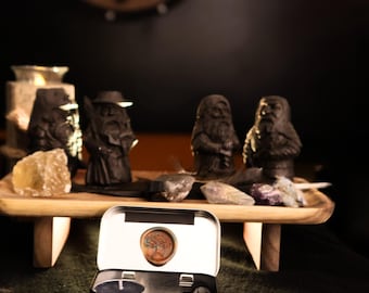 Pocket Travel Altar Tin Kit – Pagan Witchcraft Travel Shrine – Portable Norse Altar with Moon Water, Candle, Worry Stone & Matches