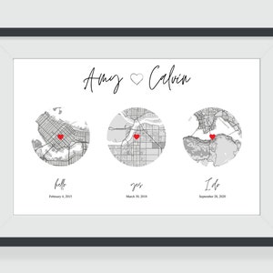 Digital: Met, verlobt, verheiratet / Karte Standorte / Jahrestagsgeschenk / Hochzeitsgeschenk / Valentinstag Geschenk / Weihnachtsgeschenk / personalisierte Geschenk