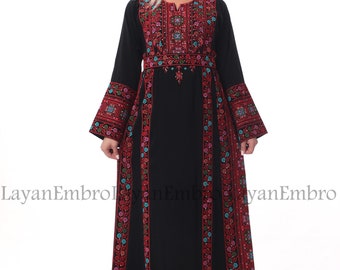 Embroidered Dress - Thawb - Abaya - Kaftan. مطرزات شرقية عربية - ثوب فلسطيني - أثواب فلسطينية - ثوب عربي - تطريز فلسطيني