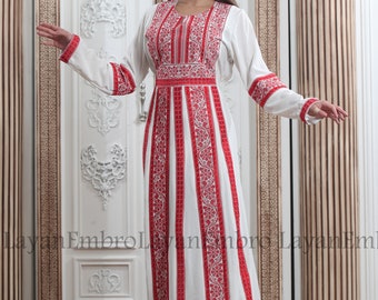 Embroidered Dress - Thawb - Abaya - Kaftan. مطرزات شرقية عربية - ثوب فلسطيني - أثواب فلسطينية - ثوب عربي - تطريز فلسطيني