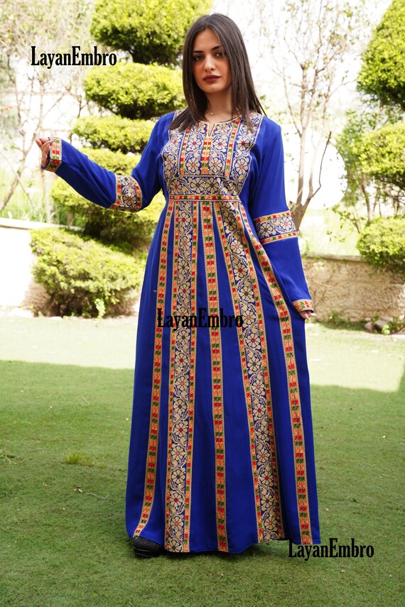 Kaftan besticktes palästinensisches Kleid mit langen Ärmeln Kaftan ...