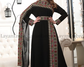 Embroidered Dress - Thawb - Abaya - Kaftan. مطرزات شرقية عربية - ثوب فلسطيني - أثواب فلسطينية - ثوب عربي - تطريز فلسطيني