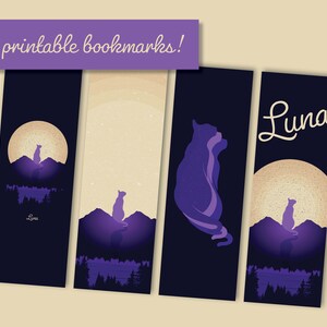 4 Printable Bookmarks - Luna Design | Instant | Download | Digital | Bookmark