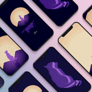 Luna iPhone Wallpaper Bundle | 5 Wallpaper files | Instant Download | Phone Wallpaper | Illustration
